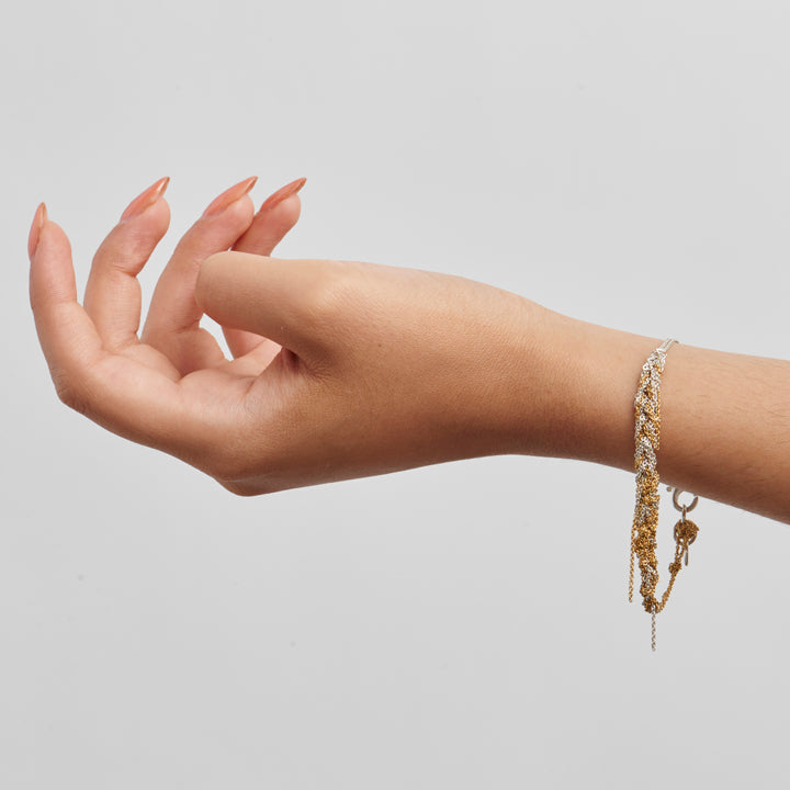 2-Tone Bare Chain Bracelet in Gold