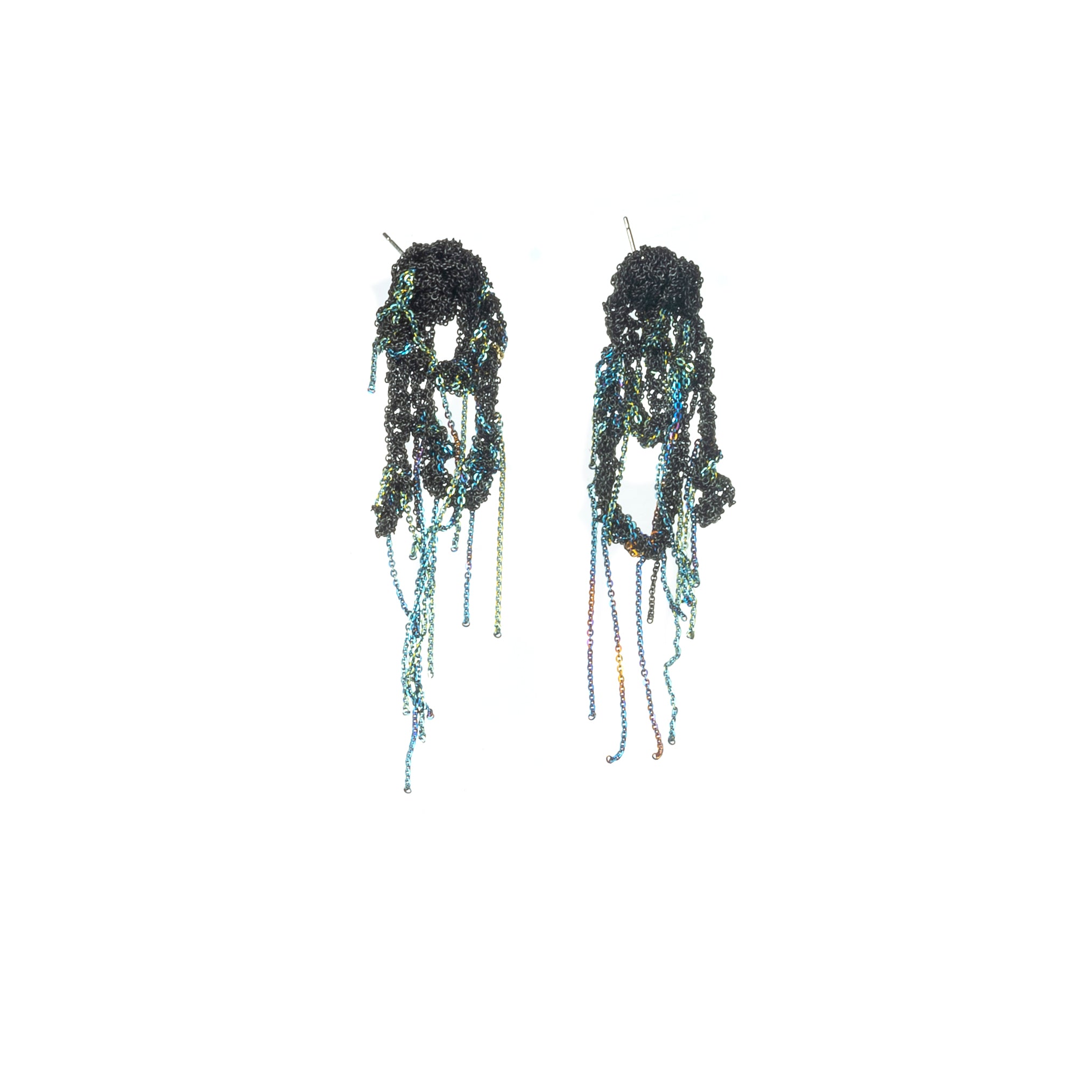 Hairy Drip Earrings in Charcoal + Army