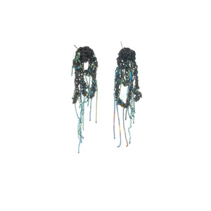 Hairy Drip Earrings in Charcoal + Army