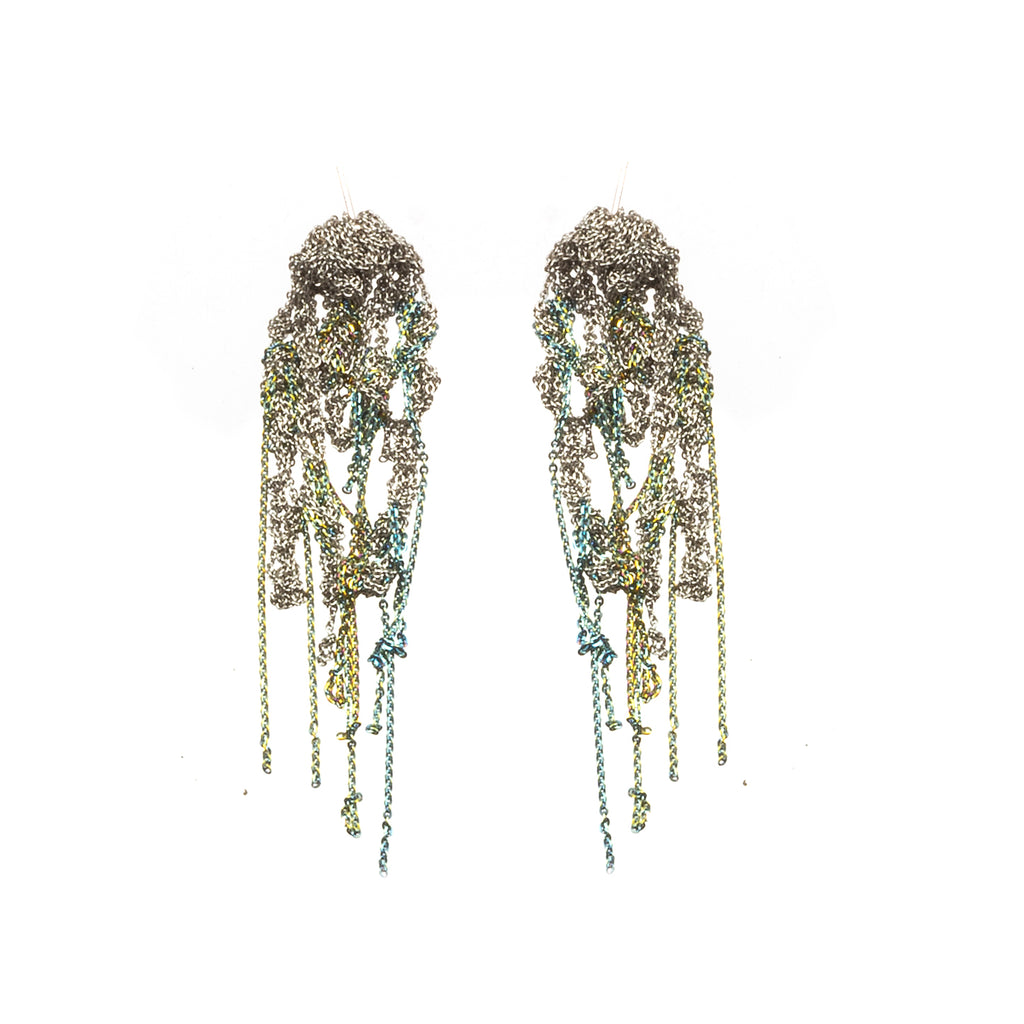 Hairy Drip Earrings in Ash + Anti-Peach