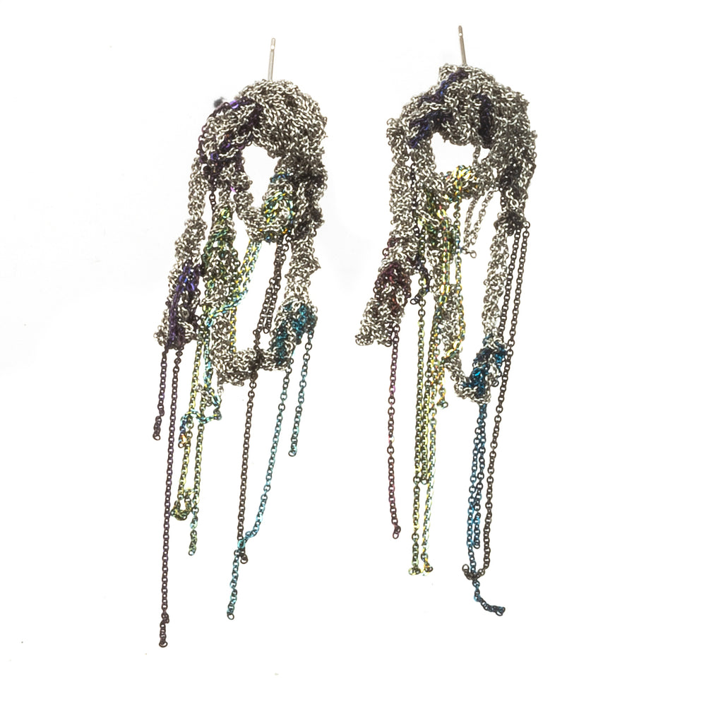 Hairy Drip Earrings in Ash + Multicolor