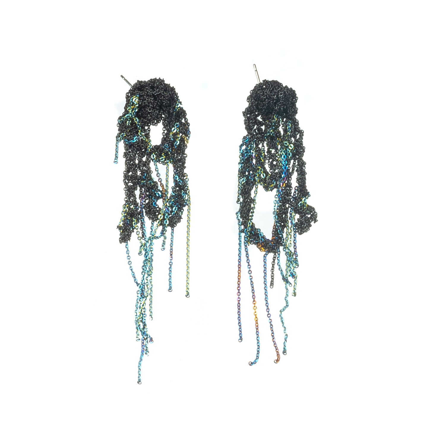 Hairy Drip Earrings in Charcoal + Army