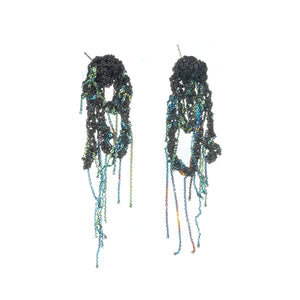 Hairy Drip Earrings in Charcoal + Army