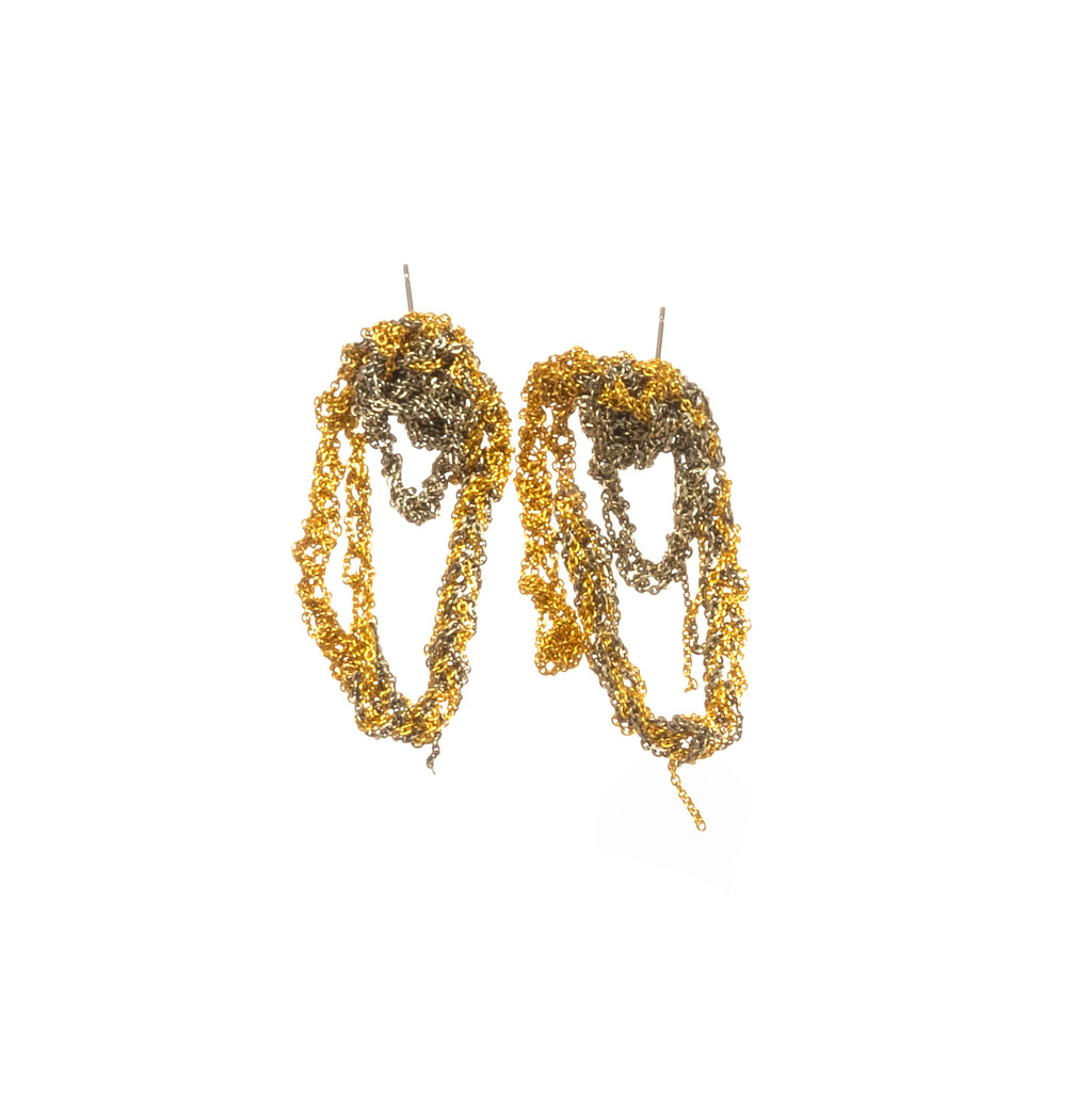 2-Tone Drip Earrings in Haze + Gold