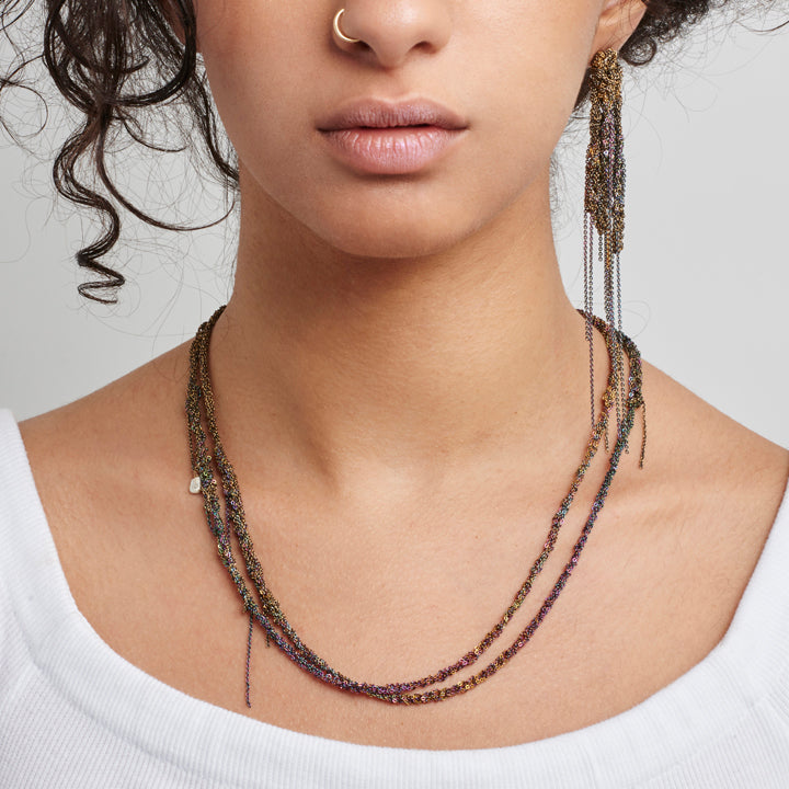 Hairy Drip Earrings in Charcoal + Army