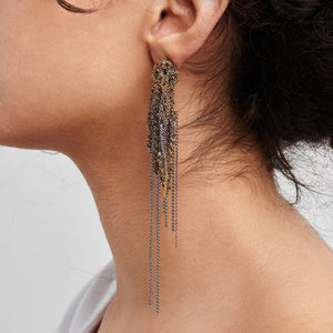 Hairy Drip Earrings in Charcoal + Army