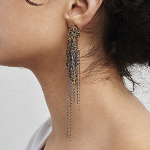 Hairy Drip Earrings in Ash + Charcoal