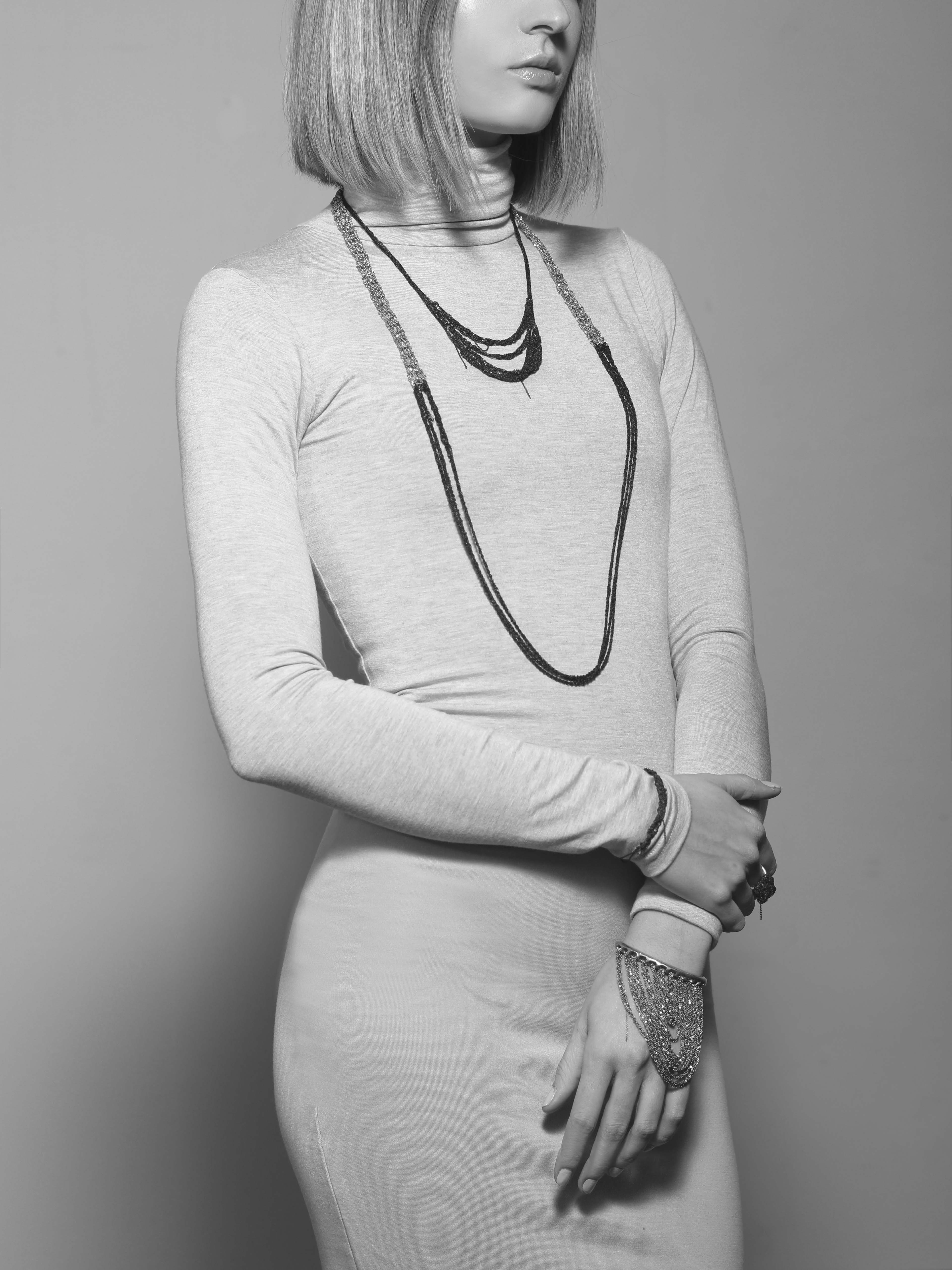 The Slim Necklace in Ash + Charcoal
