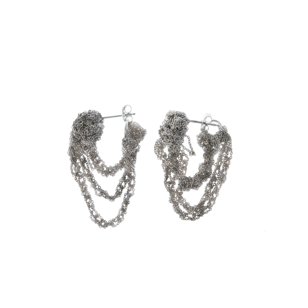 Tiered Cuff Earrings in Faded Silver
