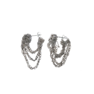Tiered Cuff Earrings in Faded Silver