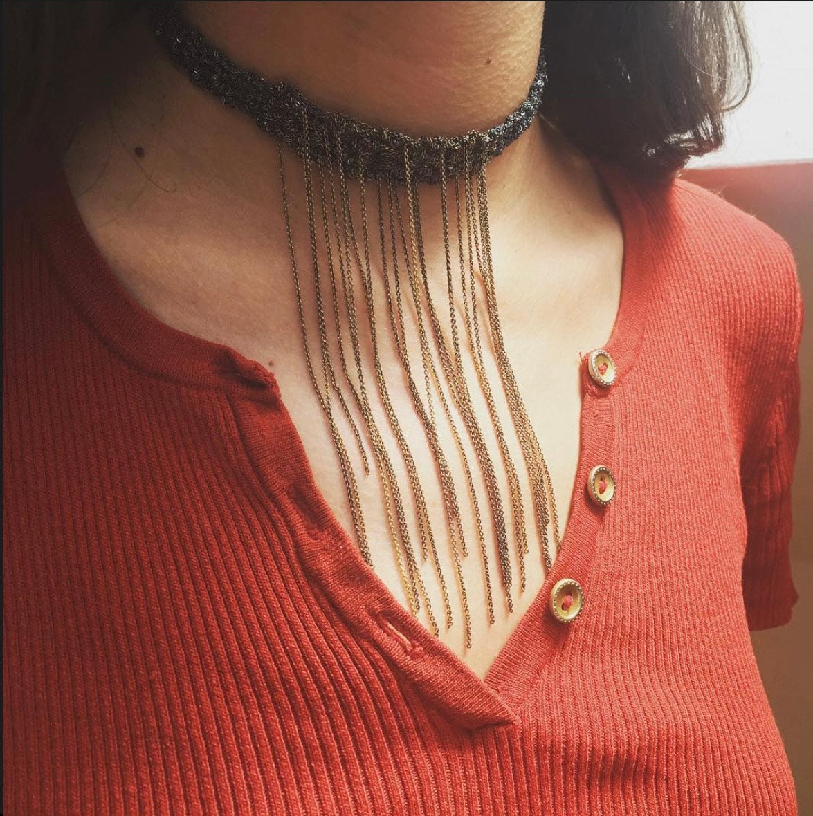 Waterfall Choker in Charcoal + Ash