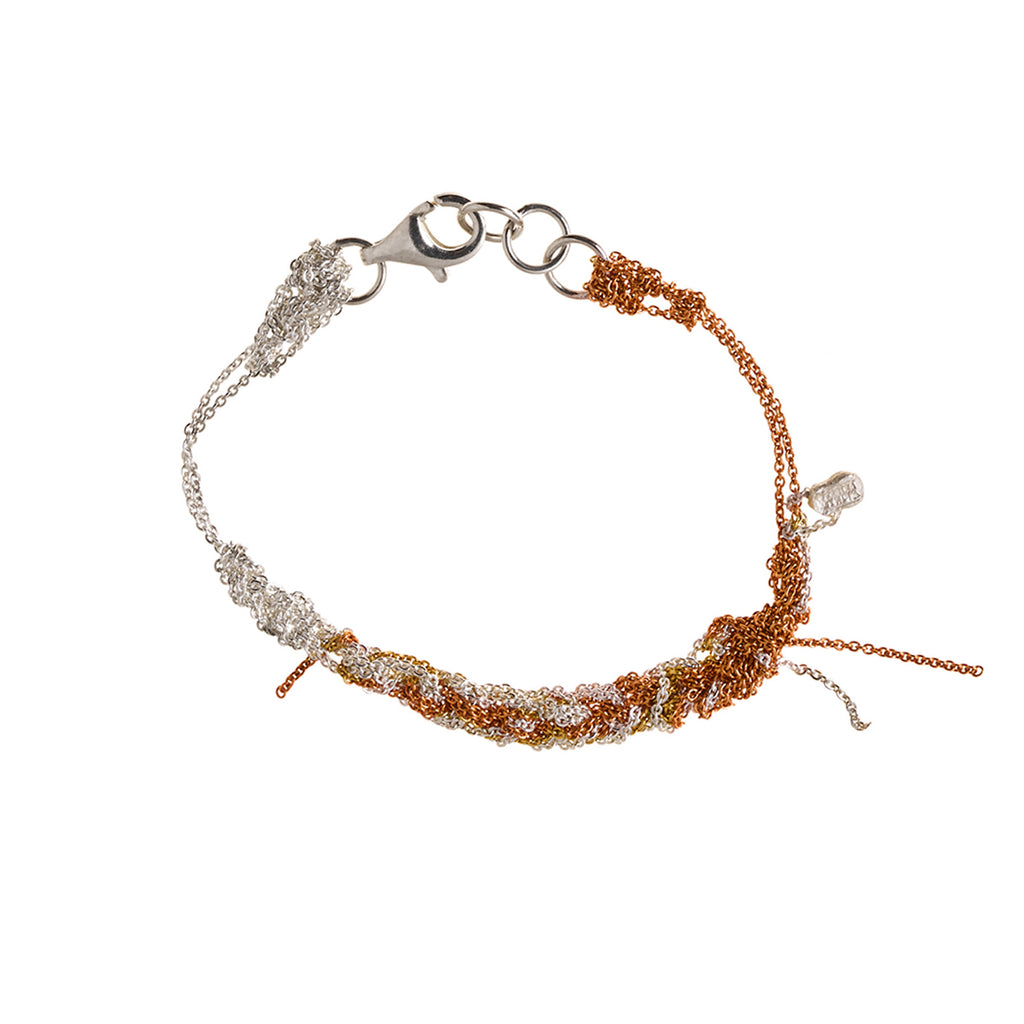 2-Tone Bare Chain Bracelet in Rose Gold + Silver