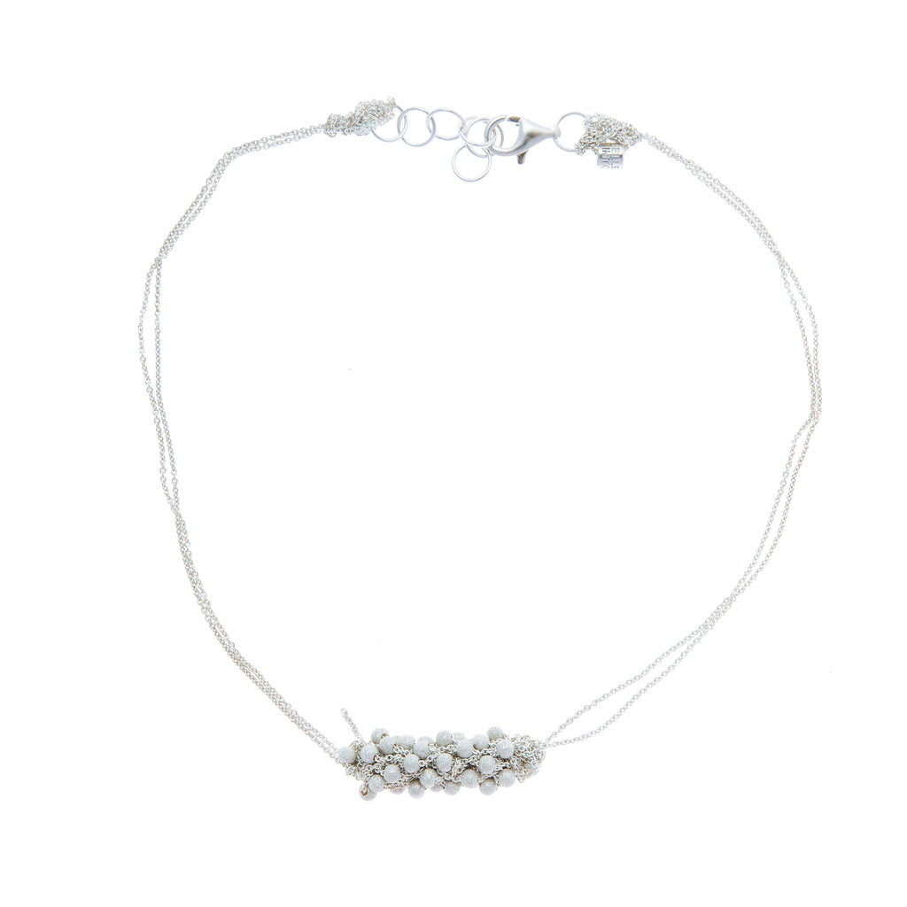Mini Mumps Necklace in Silver w/Silver Stardust Beads
