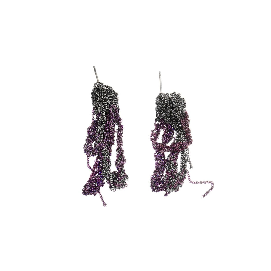 2-Tone Drip Earrings in Charcoal + Plum