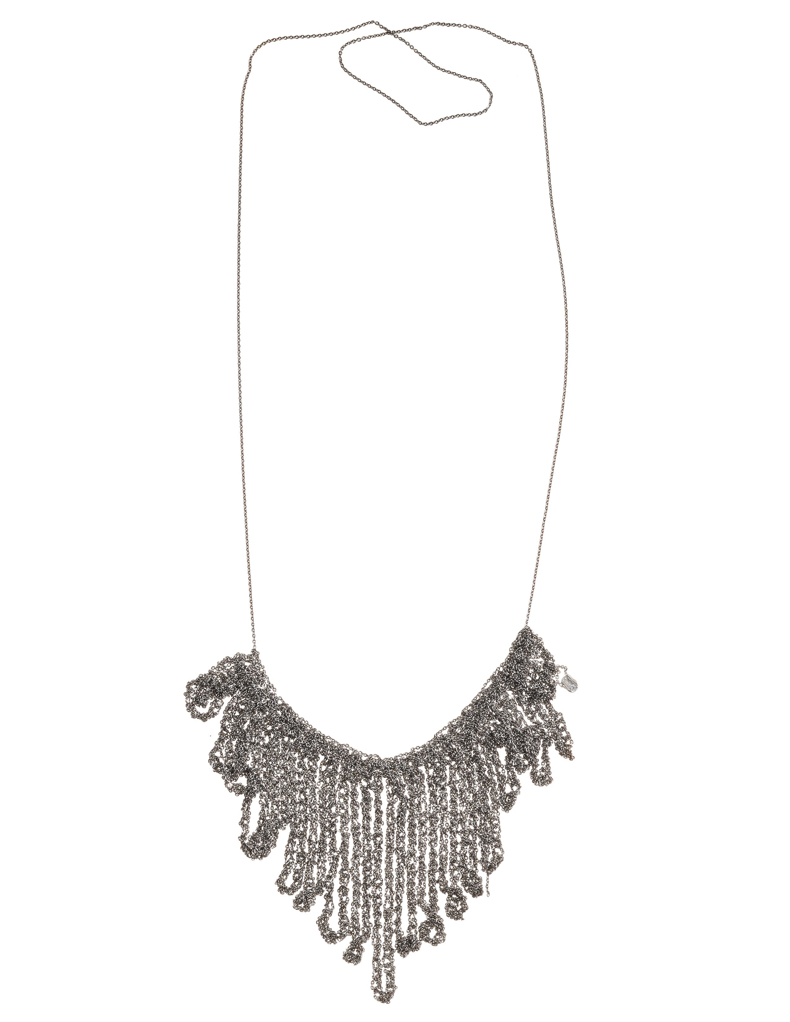 String Fringe Necklace in Ash