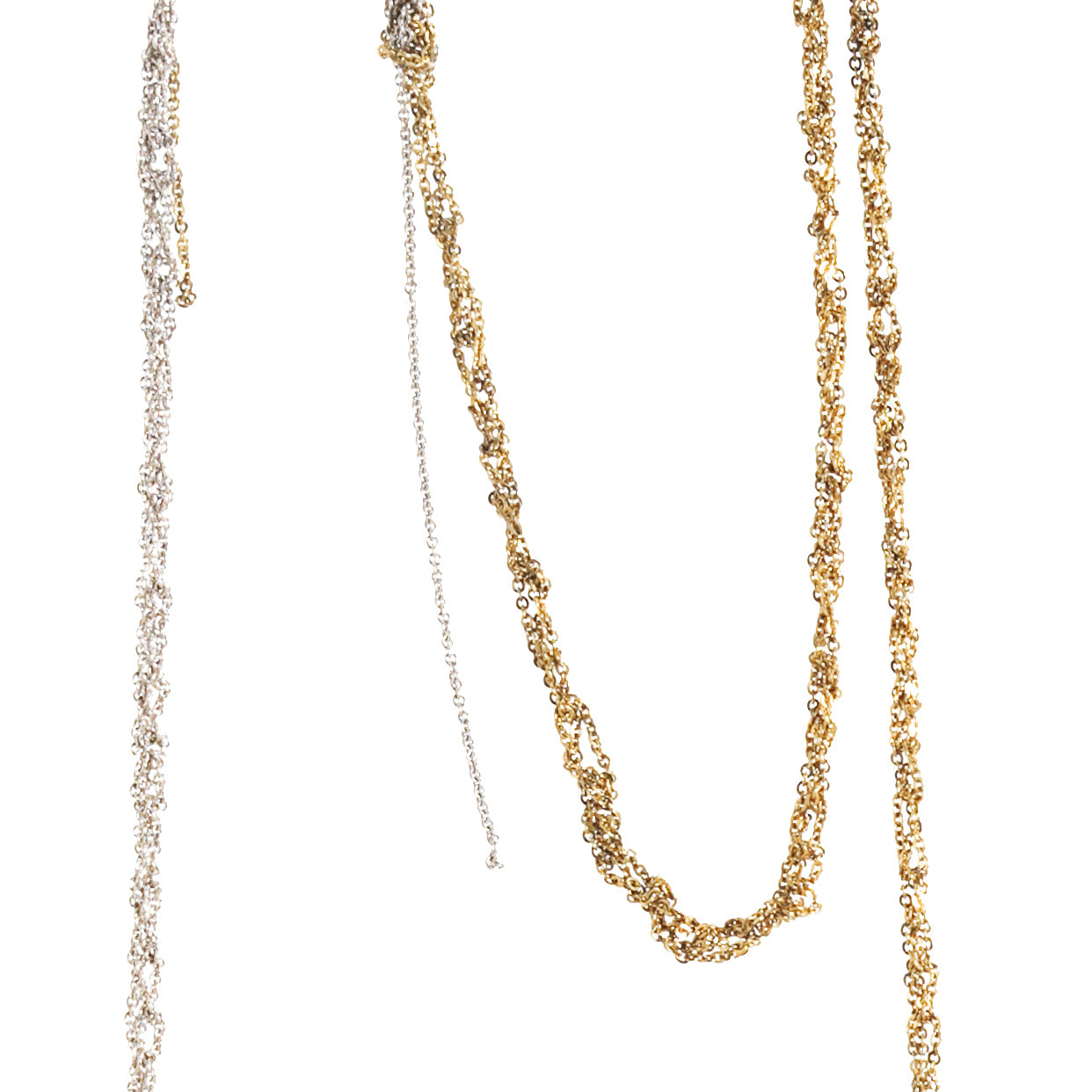 4-Tone Simple Necklace in Silver + Gold