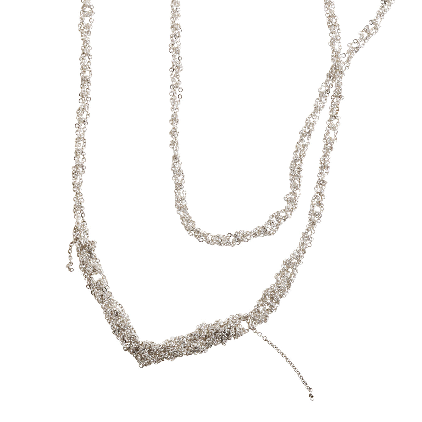 4-Tone Simple Necklace in Silver