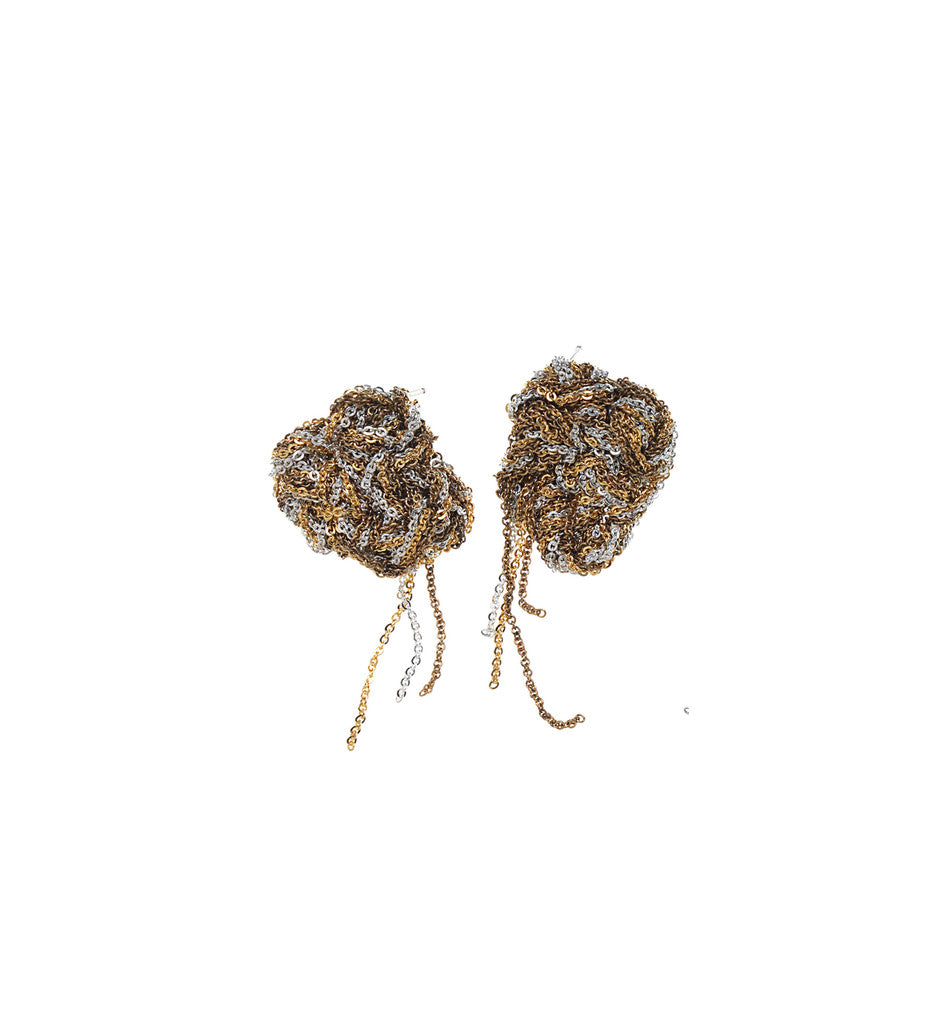 Blended Nugget Earrings in Silver, Gold, and Burnt Gold