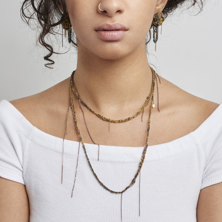 Hairy Simple Necklace in Faded + Rose Gold