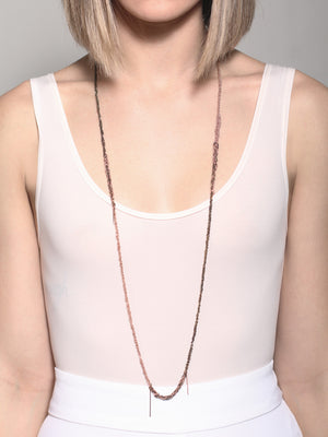 4-Tone Simple Necklace in Silver + Gold