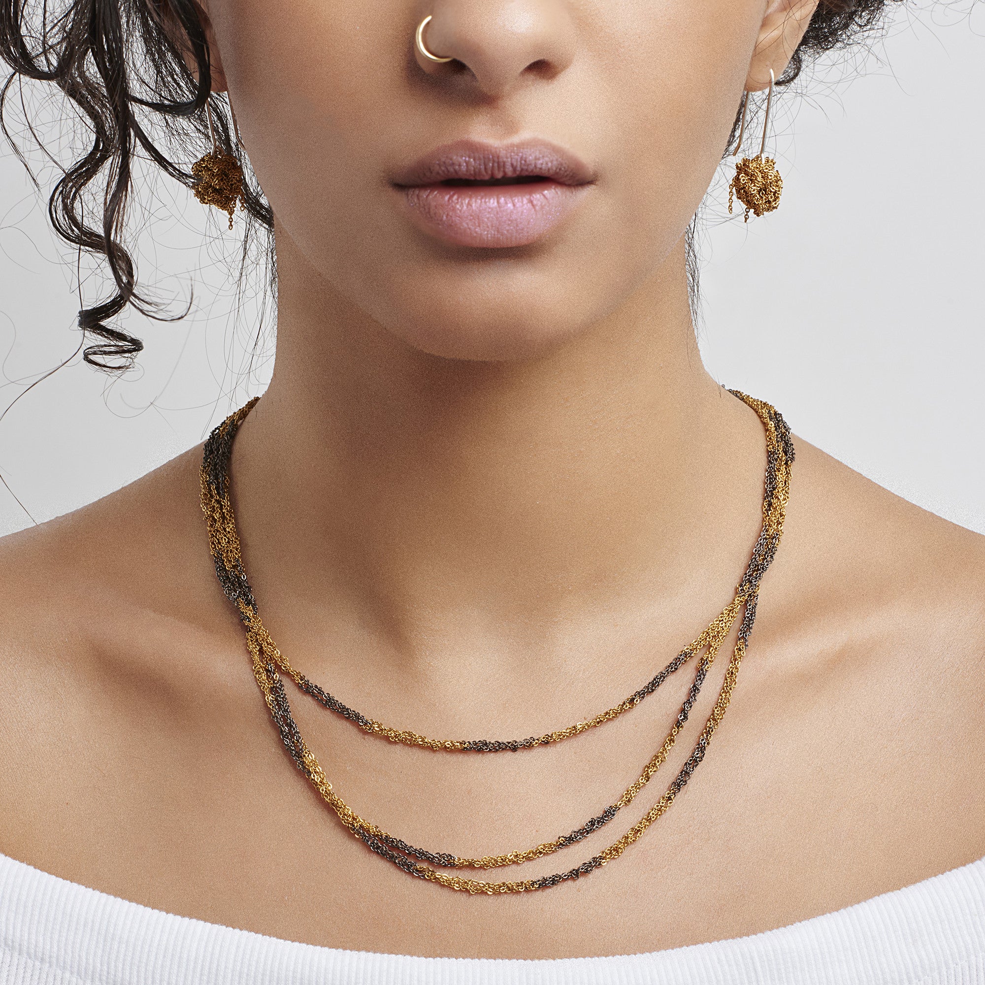 3-Tiered Simple Necklace in Gold