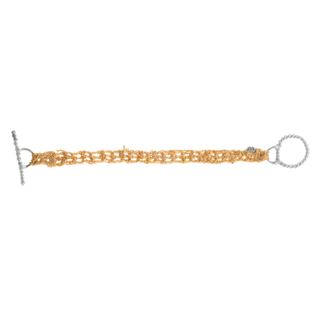 Baby Tee Bracelet in Gold w/Silver Twist Toggle