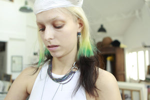 Multi-Tress Décolleté in Silver w/ Silver Ring Clasp