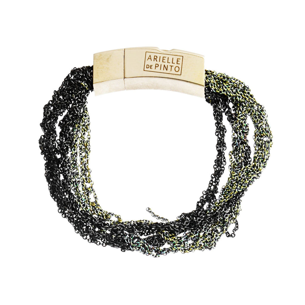 Multi Tress Mini with Push Clasp in Lichen and Charcoal