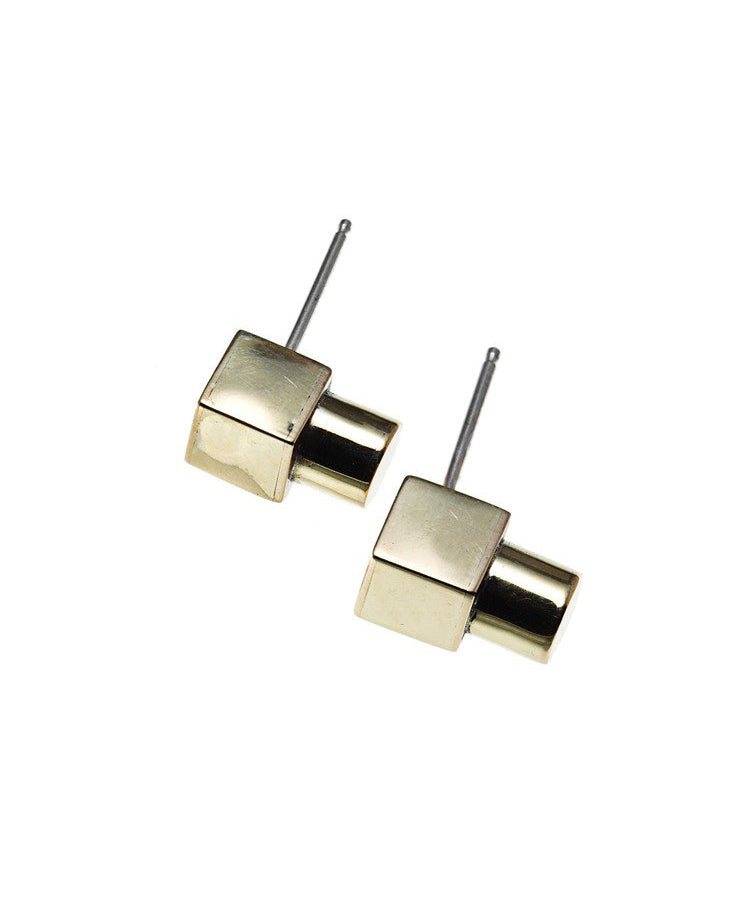 Cube + Cylinder Studs in Brass