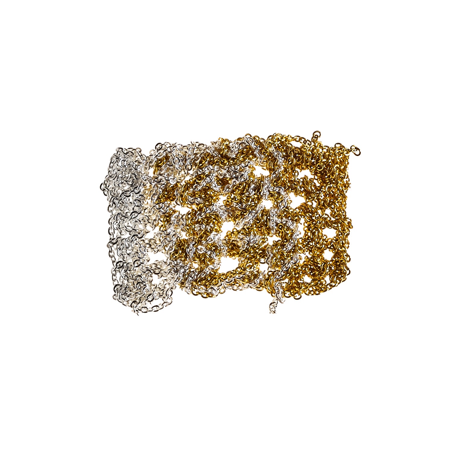 2-Tone Bare Chain Bracelet in Gold + Silver